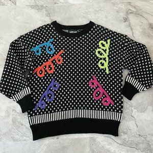 Adrian Spencer Vintage Shapes‎ Color 3D 80’s Sweater Size Large L Black